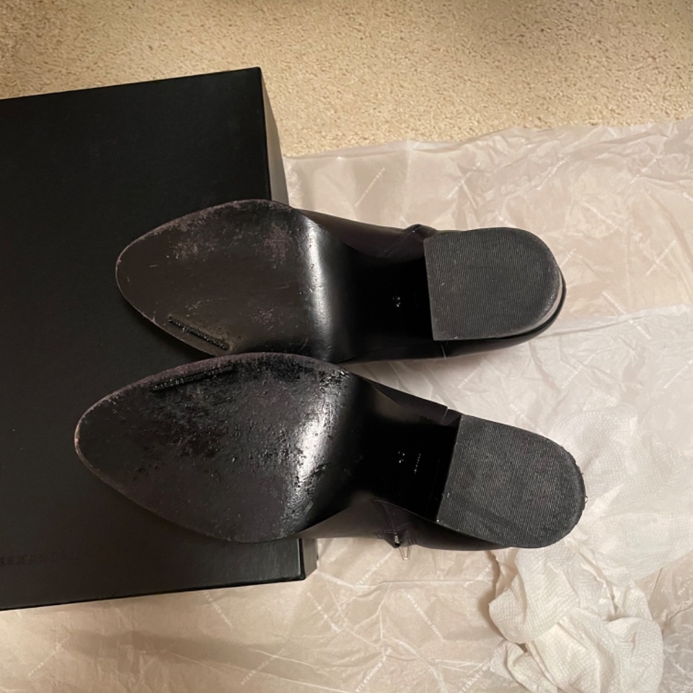 Alexander Wang Gabi Black Ankle Boots Silver Sliced  Heel Sz 40 - Picture 3 of 13
